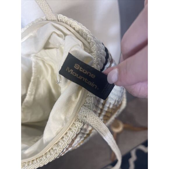 Stone Mountain Shoulder Bag Purse Blk/Tan/Cream/Pink Texture Nylon Western - Picture 7 of 10